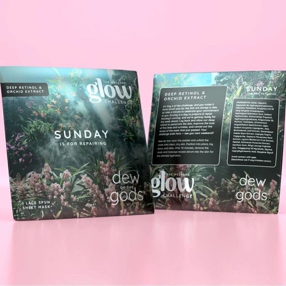The Weekend Glow Challenge - 2 Lace Spun Sheet Masks NWT - Picture 3 of 10
